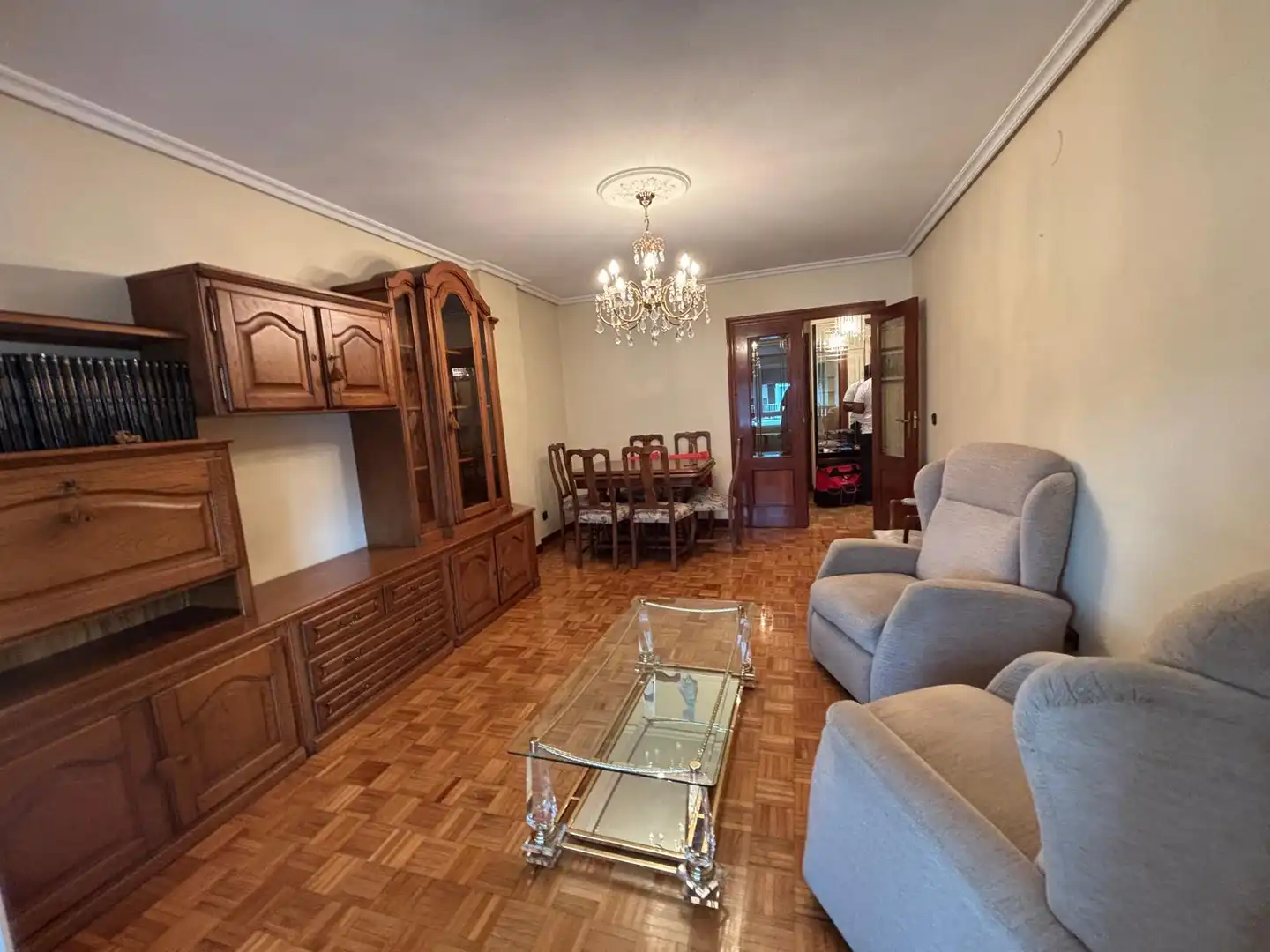 Sala de estar de Piso de alquiler en  Pamplona / Iruña con Calefacción, Parquet y Amueblado