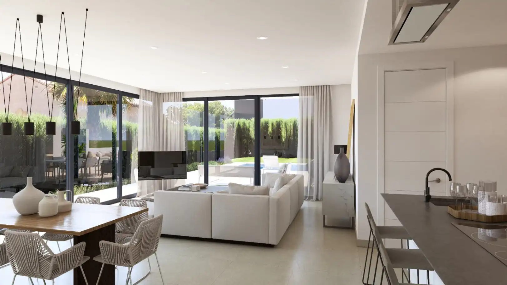 Wohnzimmer von Haus oder Chalet zum Verkauf in Calpe / Calp mit Klimaanlage, Heizung und Privatgarten