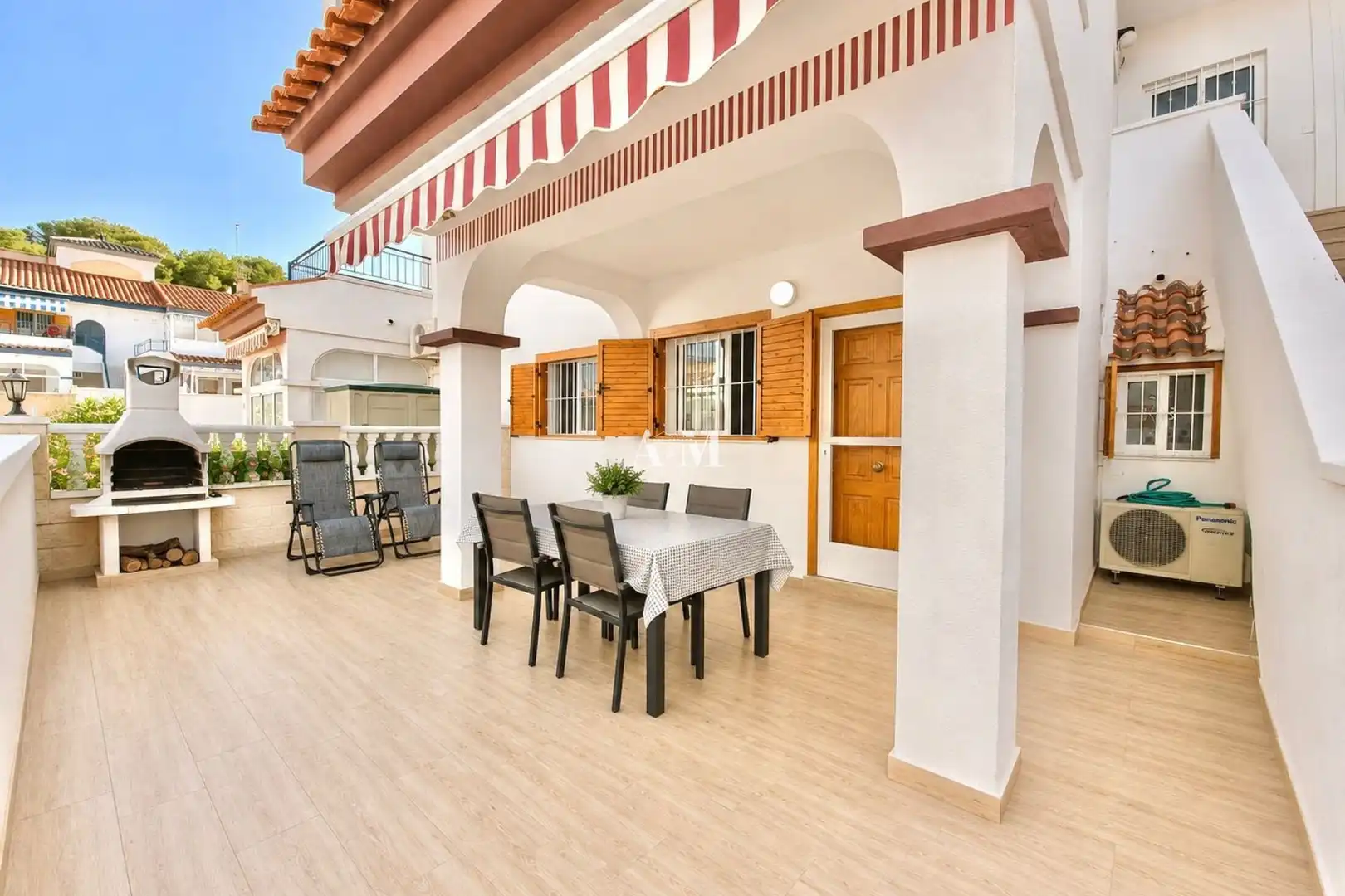 Terrasse von Erdgeschoss zur Miete in Pilar de la Horadada mit Klimaanlage, Heizung und Privatgarten
