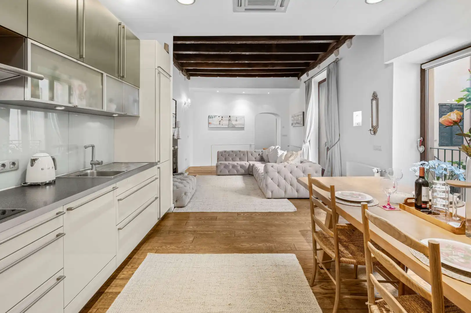 Wohnzimmer von Erdgeschoss zum Verkauf in  Palma de Mallorca mit Klimaanlage, Parkett und Möbliert