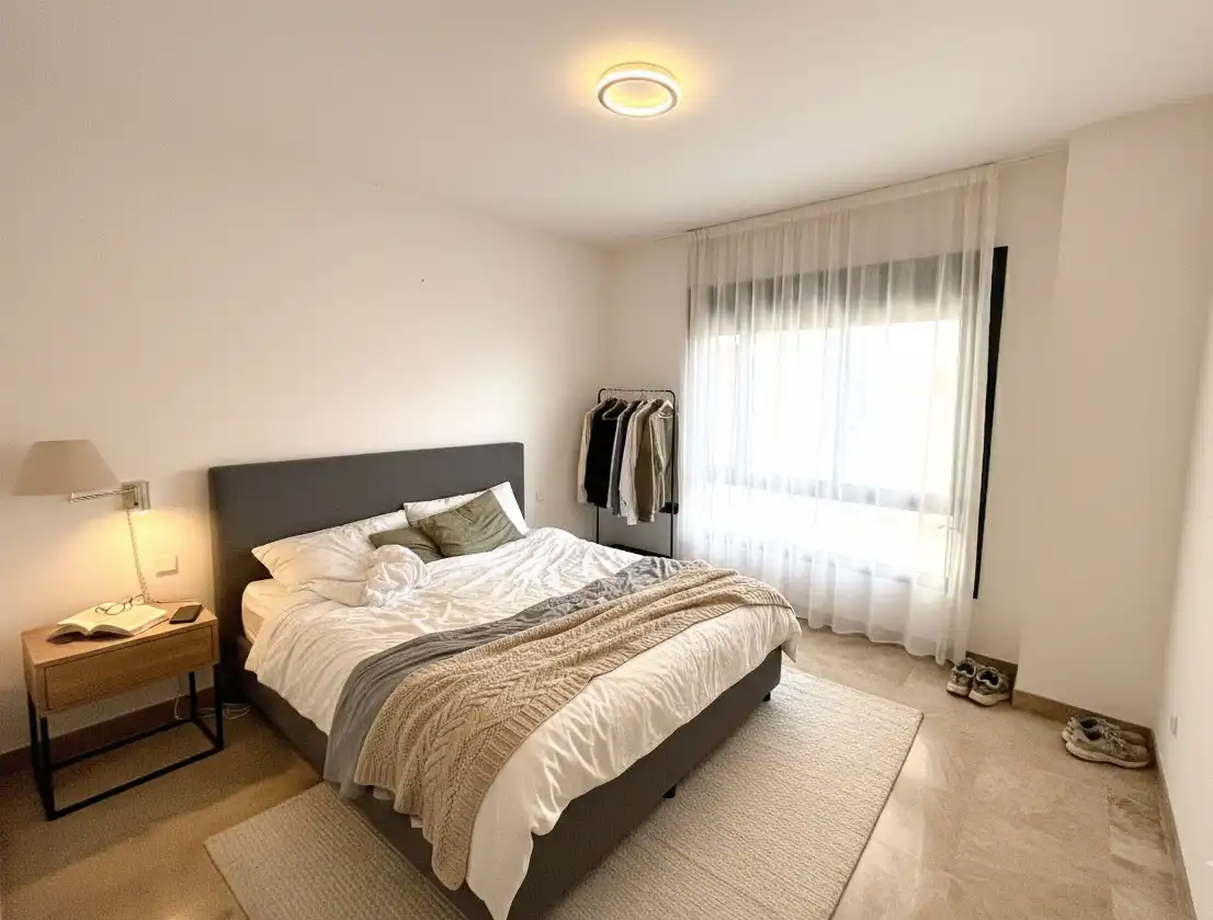 Schlafzimmer von Wohnung zur Miete in Marbella mit Klimaanlage, Terrasse und Abstellraum