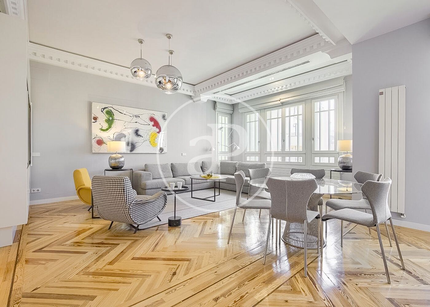 Living room of Flat to rent in  Madrid Capital  with Air Conditioner, Heating and Private garden