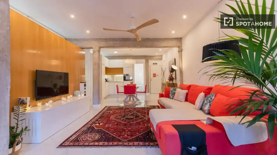 Living room of Flat for rent in Valencia  with Air Conditioner, Heating and Furnished