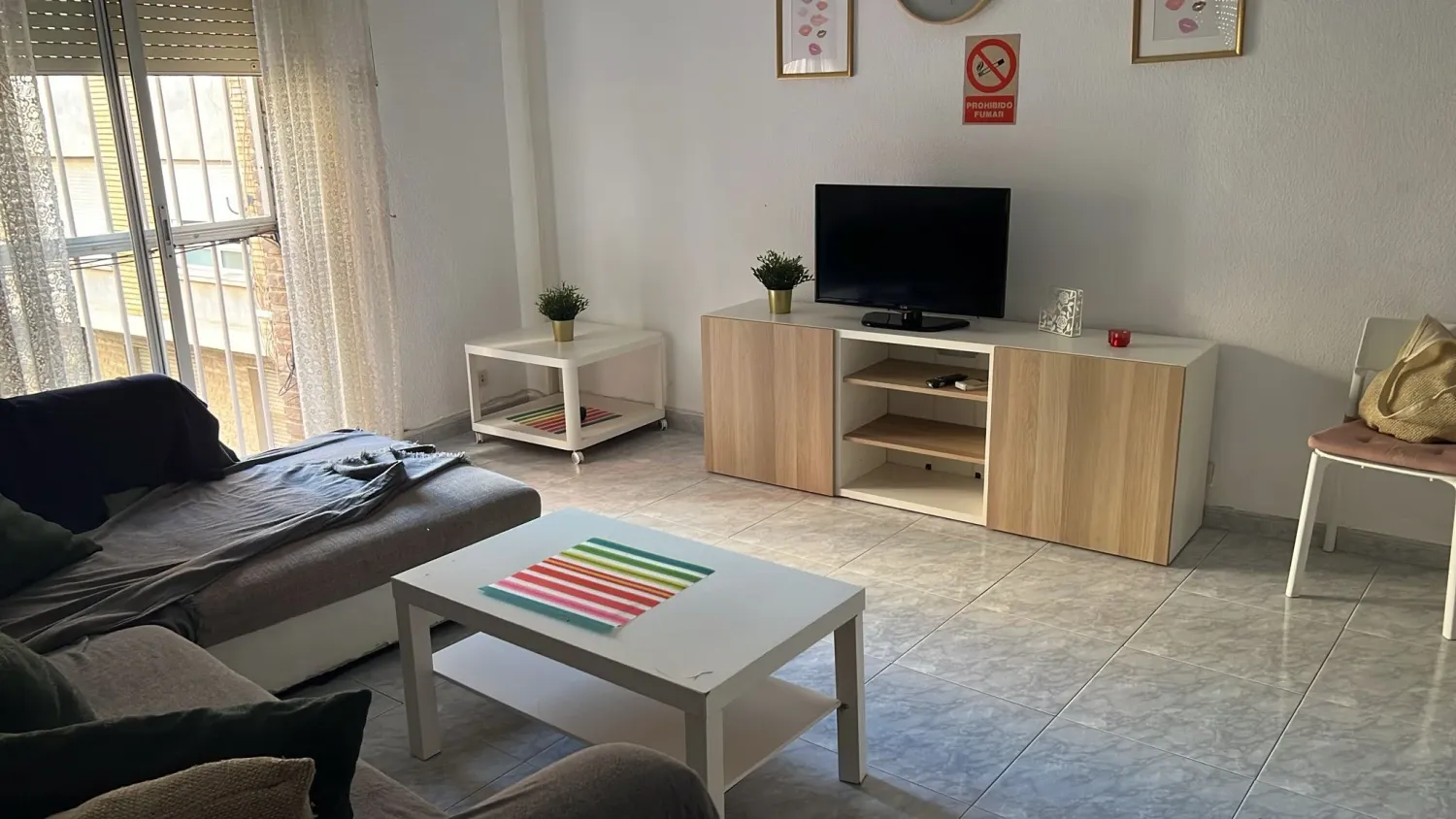 Sala d'estar de Pis de lloguer en  Murcia Capital amb Aire condicionat, Calefacció i Moblat