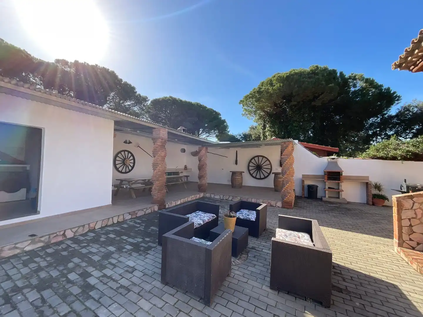 Terraza de Finca rústica de alquiler en Barbate con Aire acondicionado, Terraza y Piscina