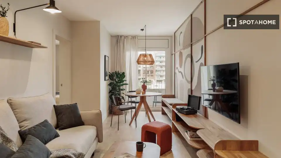 Living room of Flat for rent in Barcelona  with Air Conditioner, Heating and Furnished
