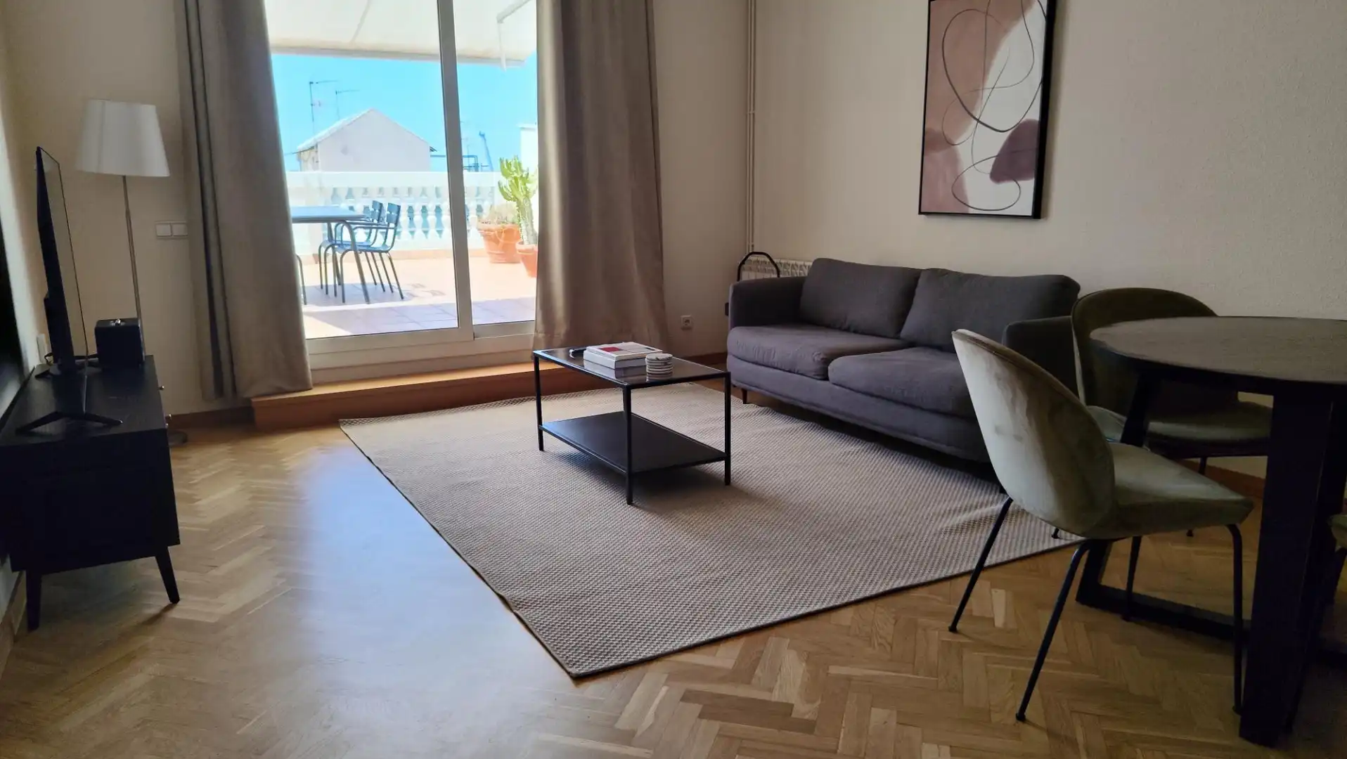 Wohnzimmer von Wohnung zur Miete in Barcelona mit Klimaanlage, Heizung und Parkett