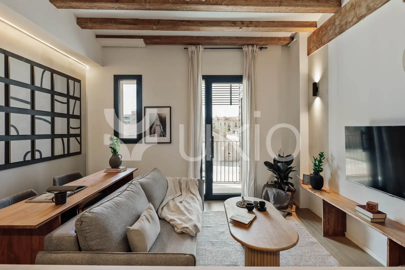 Sala de estar de Apartamento de alquiler en Barcelona con Aire acondicionado, Calefacción y Amueblado