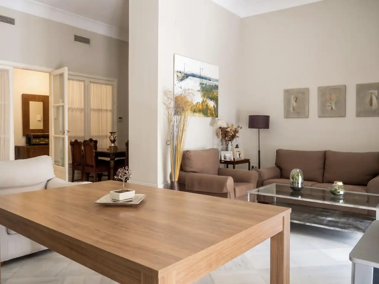 Living room of Flat for sale in Sevilla  with Air Conditioner, Terrace and Furnished