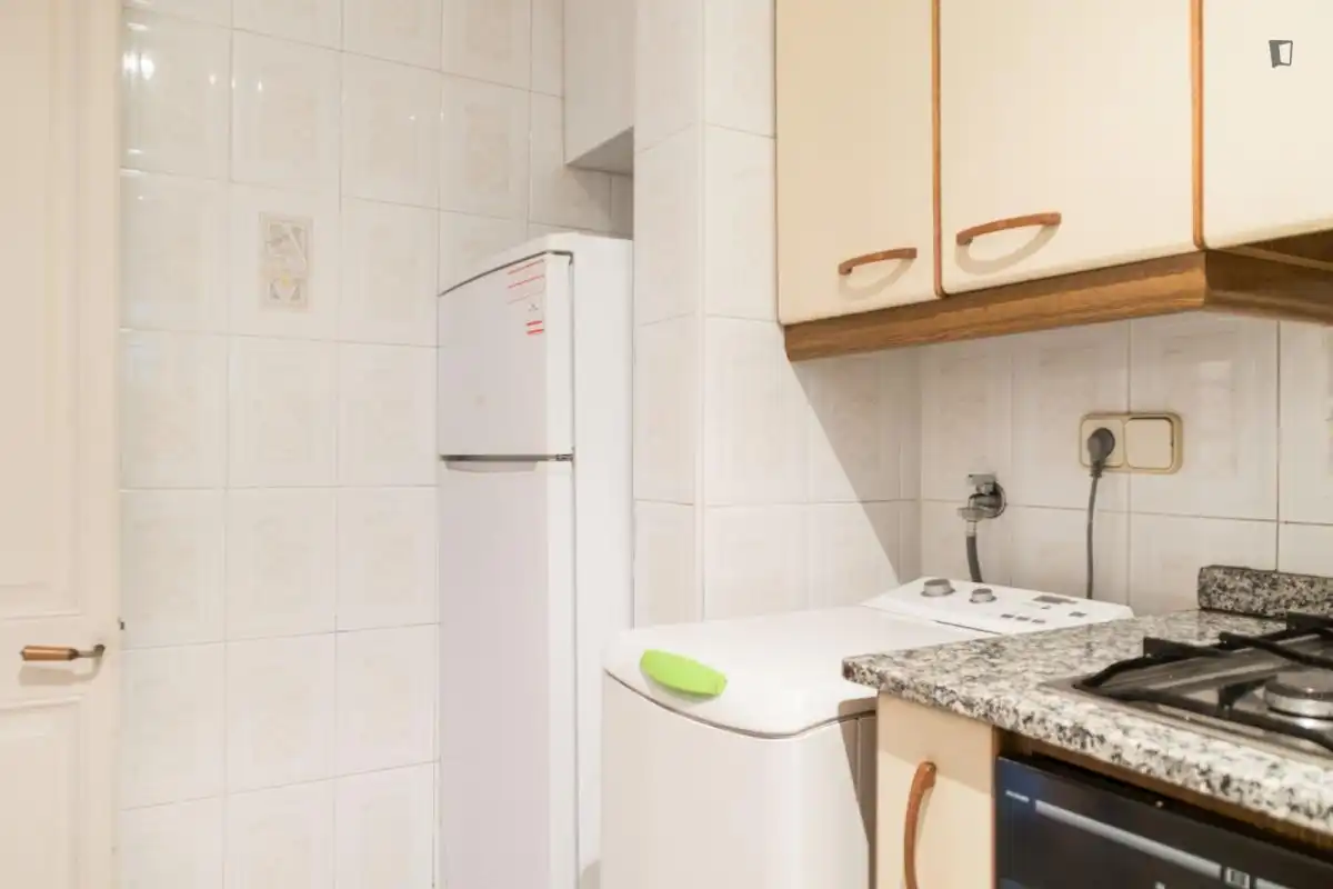 Cuina de Apartament per a compartir en Barcelona amb Moblat, Forn i Rentadora