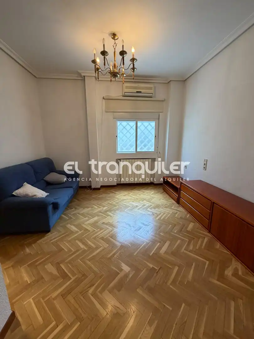 Living room of Flat for rent in Madrid  with Air Conditioner, Parquet flooring and Terrace