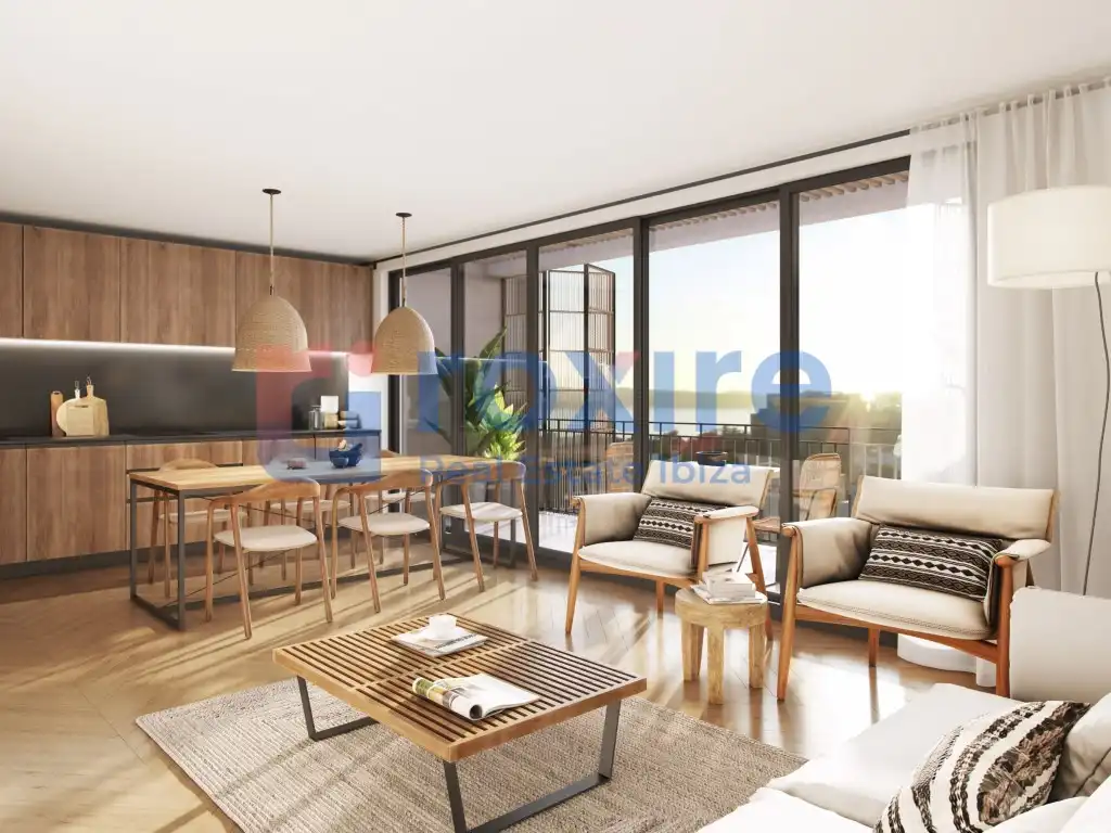 Wohnzimmer von Wohnungen zum Verkauf in Sant Antoni de Portmany mit Privatgarten, Terrasse und Schwimmbad