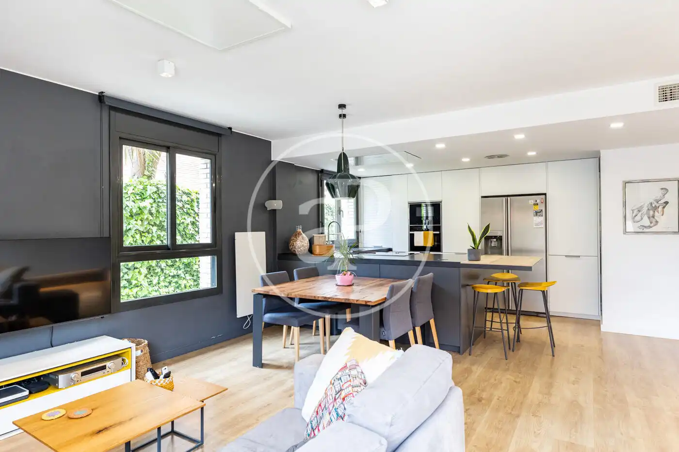 Wohnzimmer von Wohnung zum Verkauf in Esplugues de Llobregat mit Klimaanlage, Heizung und Privatgarten