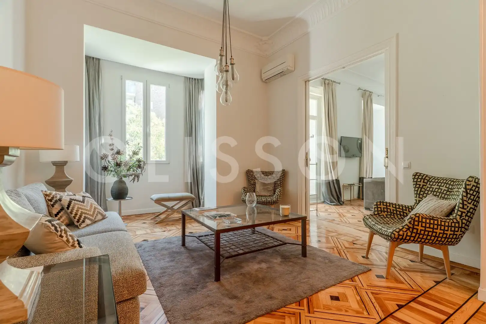 Wohnzimmer von Wohnung zur Miete in Madrid mit Klimaanlage, Heizung und Möbliert
