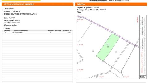 Superficie total 4057 m², terreno superficie solar 4057 m², cultivable (regadio). Índice de referencia de precios de alquiler: , imatge 3