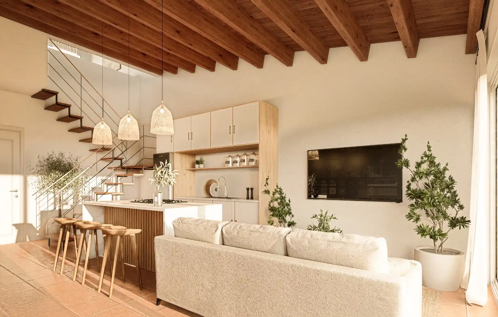 Living room of Flat for sale in Vilanova i la Geltrú  with Air Conditioner, Heating and Parquet flooring