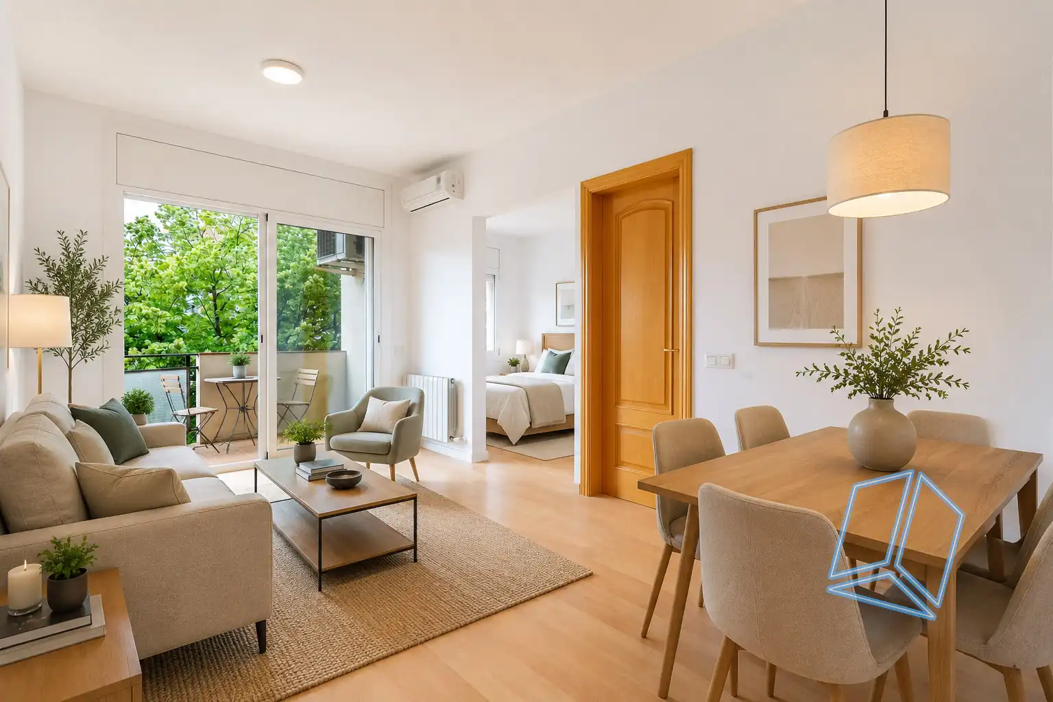 Sala de estar de Piso en venta en L'Hospitalet de Llobregat con Calefacción y Balcón