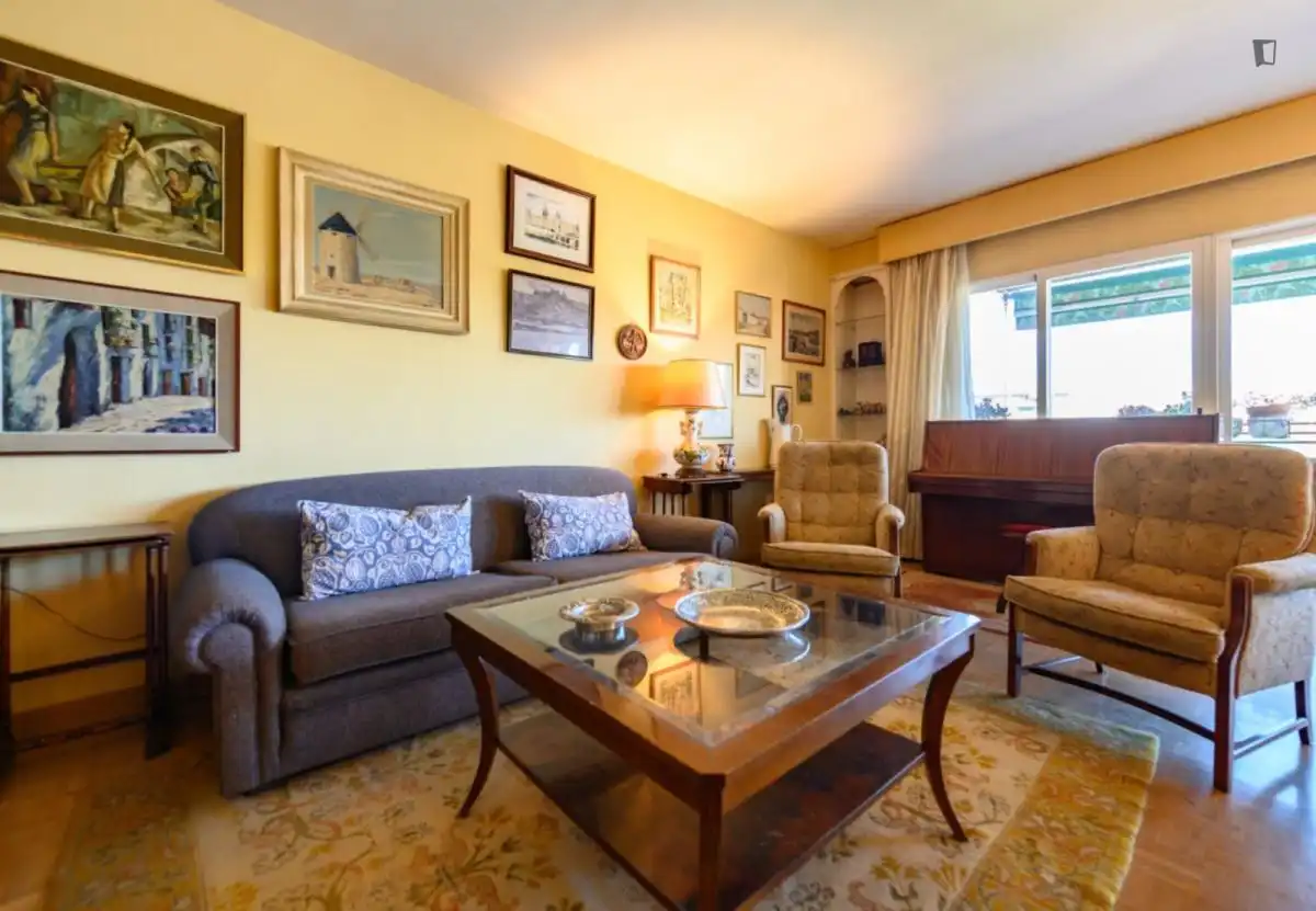 Sala d'estar de Apartament de lloguer en Madrid amb Aire condicionat, Moblat i Forn