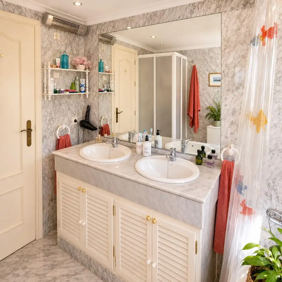 Badezimmer von Einfamilien-Reihenhaus zum Verkauf in Estepona mit Heizung, Privatgarten und Terrasse