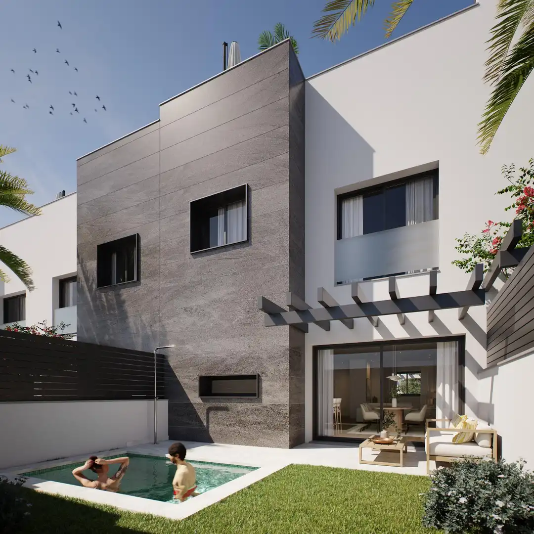 Vista exterior de Casa adosada en venta en Fuengirola con Aire acondicionado, Calefacción y Jardín privado