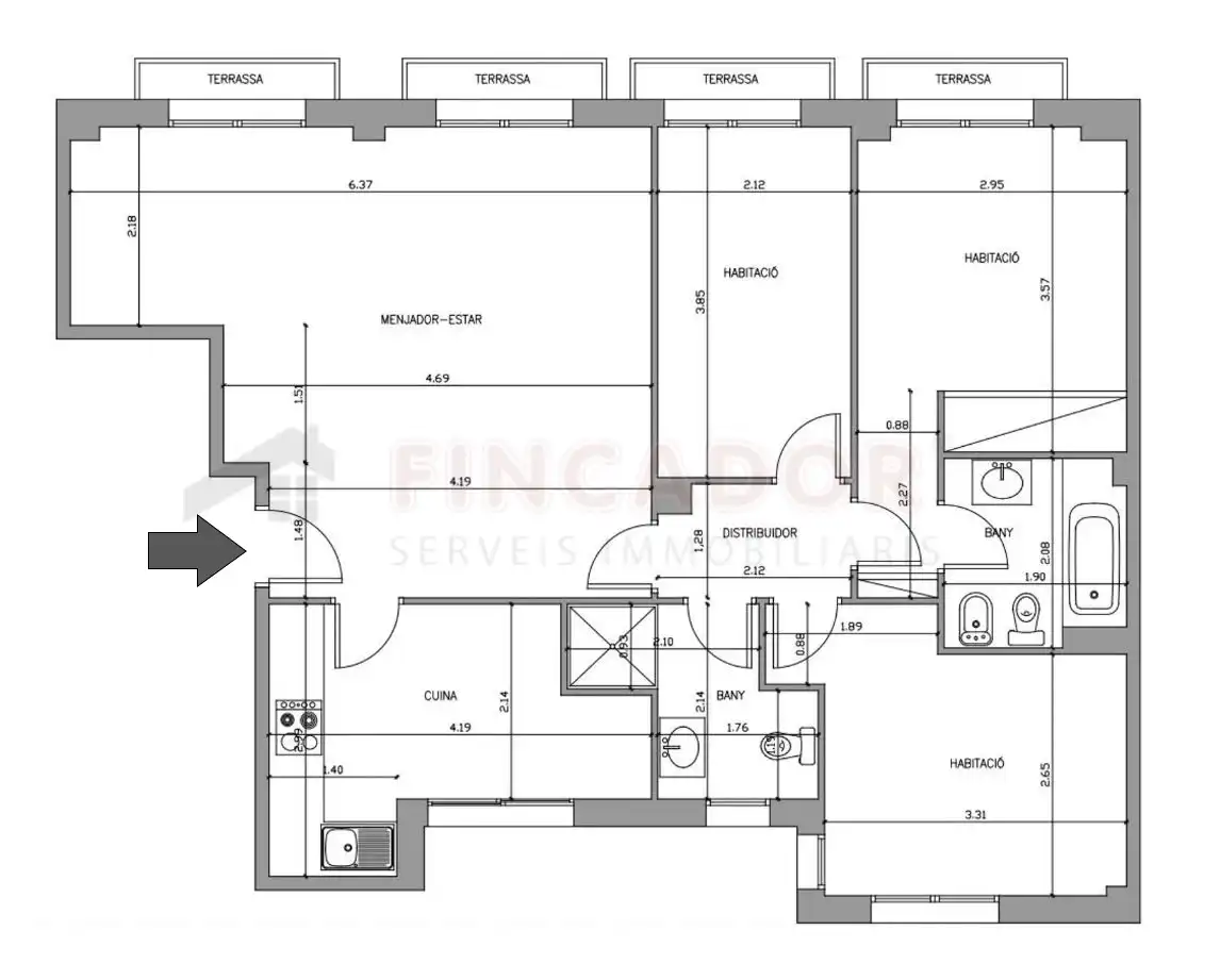 Piso con terraza en venta en Passatge de Carbonell, imagen 30