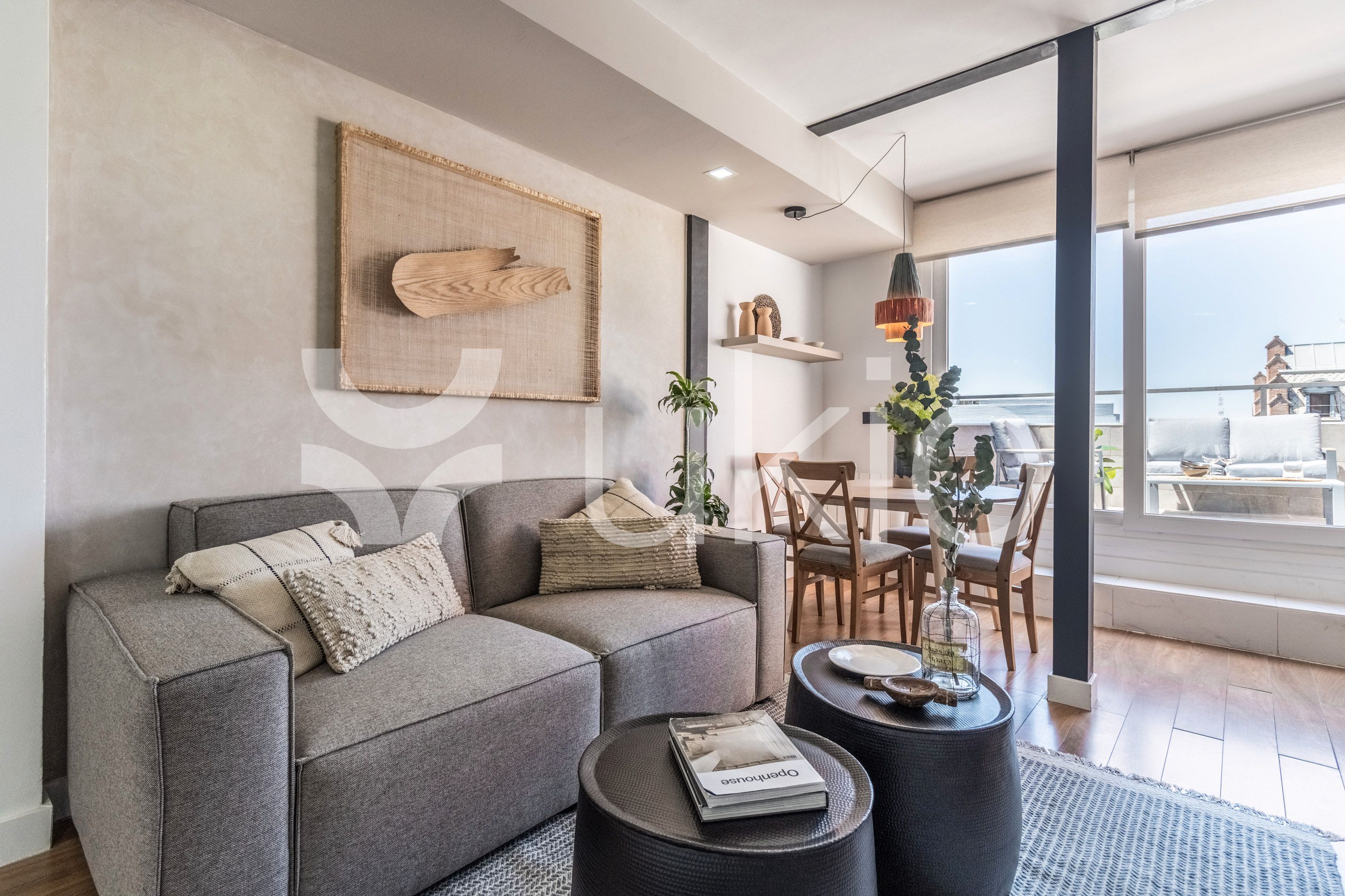 Sala d'estar de Apartament de lloguer en  Madrid Capital amb Aire condicionat, Calefacció i Terrassa