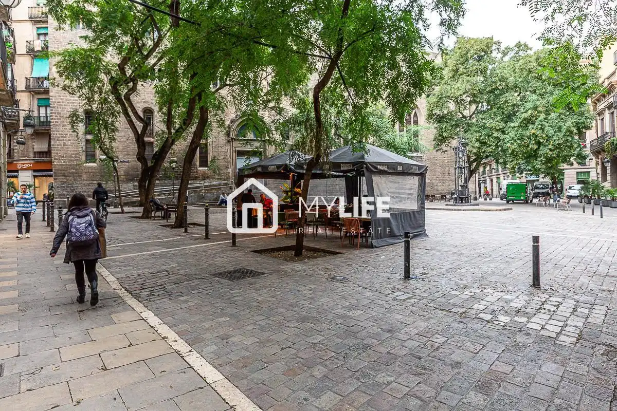 Vista exterior de Planta baja en venta en Barcelona con Aire acondicionado y Parquet