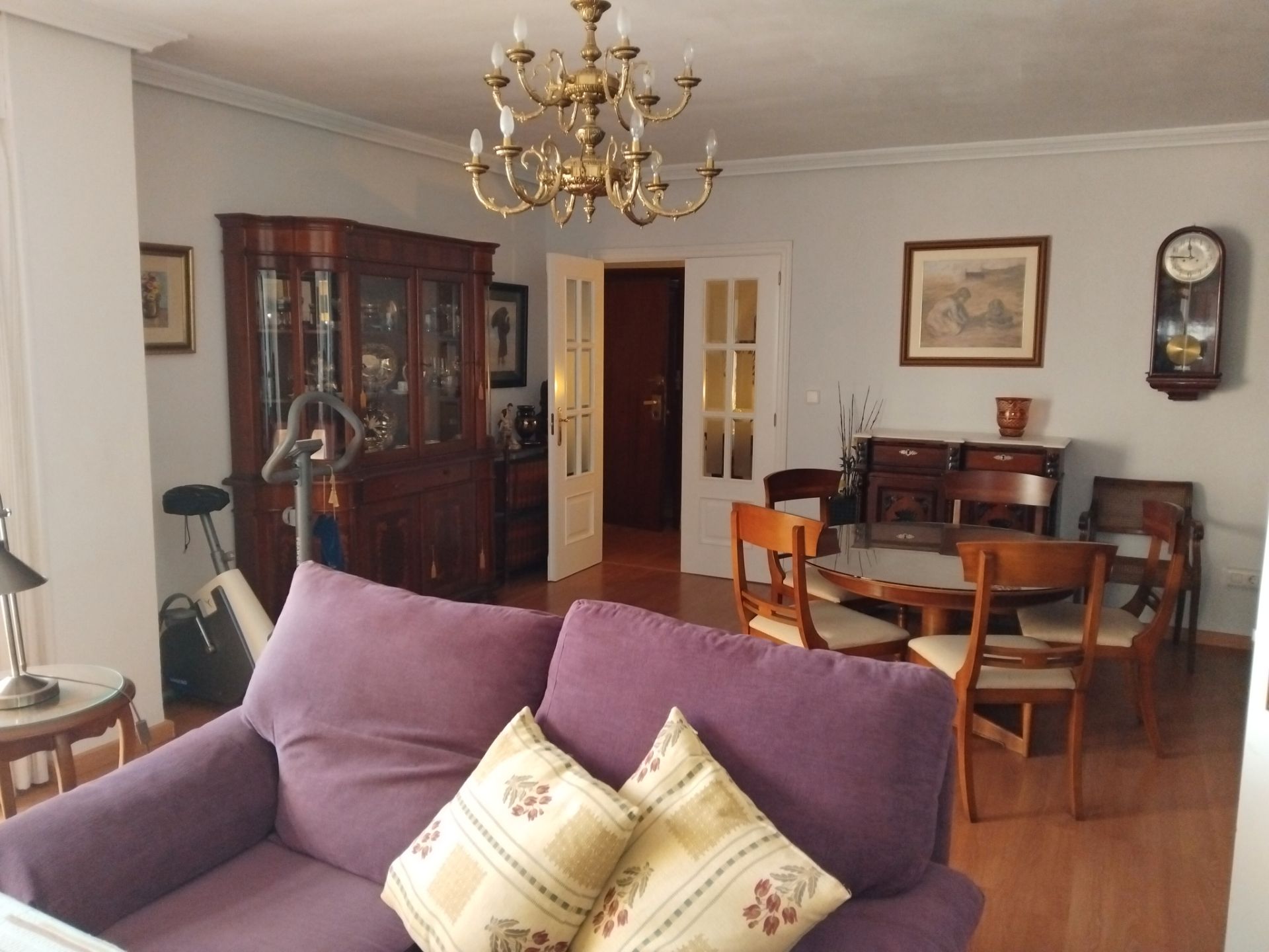 Living room of Flat for sale in Algeciras  with Parquet flooring, Terrace and Furnished