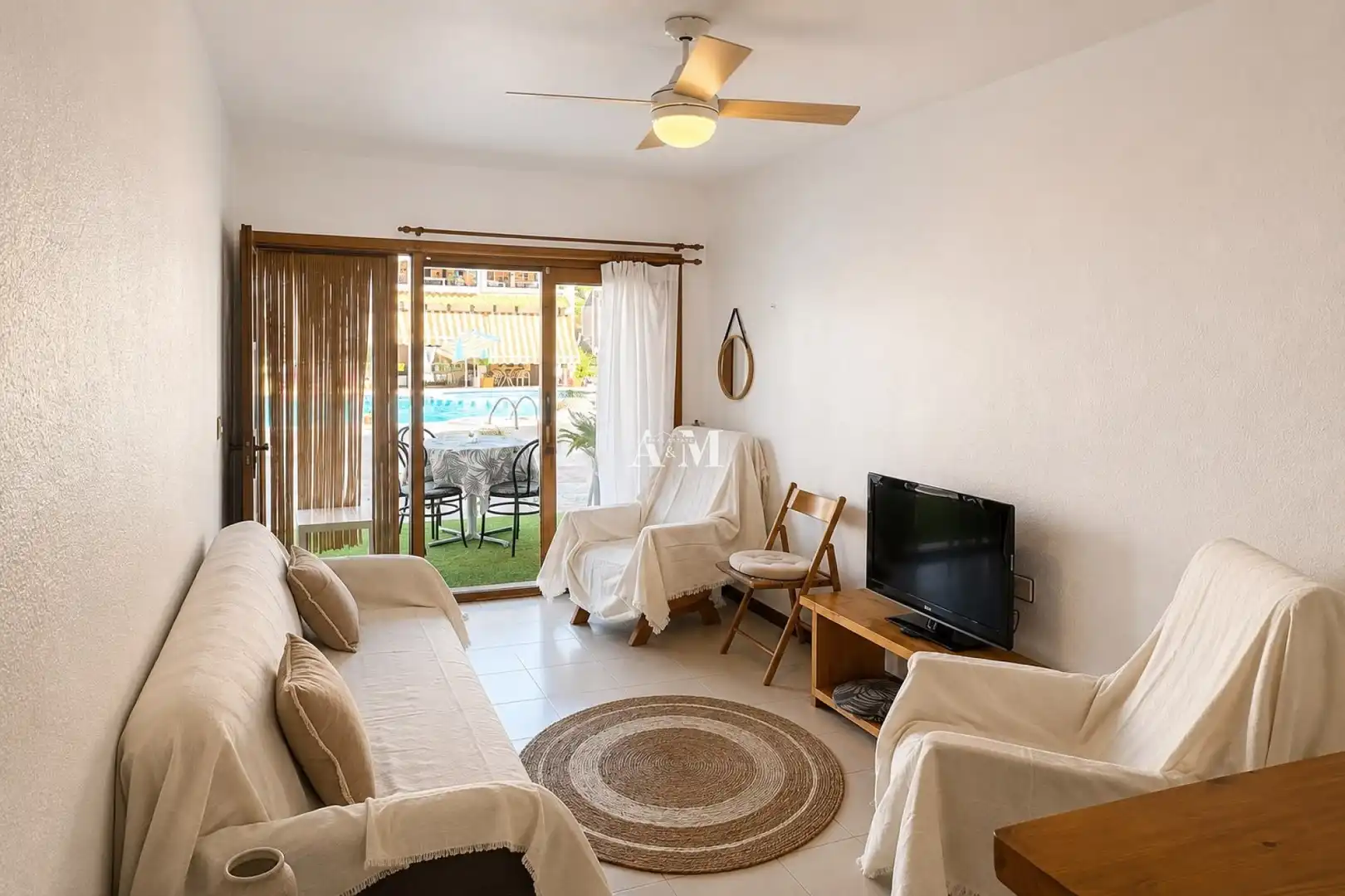 Wohnzimmer von Wohnung zur Miete in Pilar de la Horadada mit Klimaanlage, Heizung und Terrasse