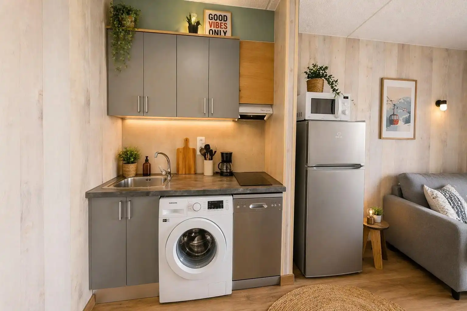 Cocina de Estudio de alquiler en Encamp con Calefacción, Parquet y Amueblado