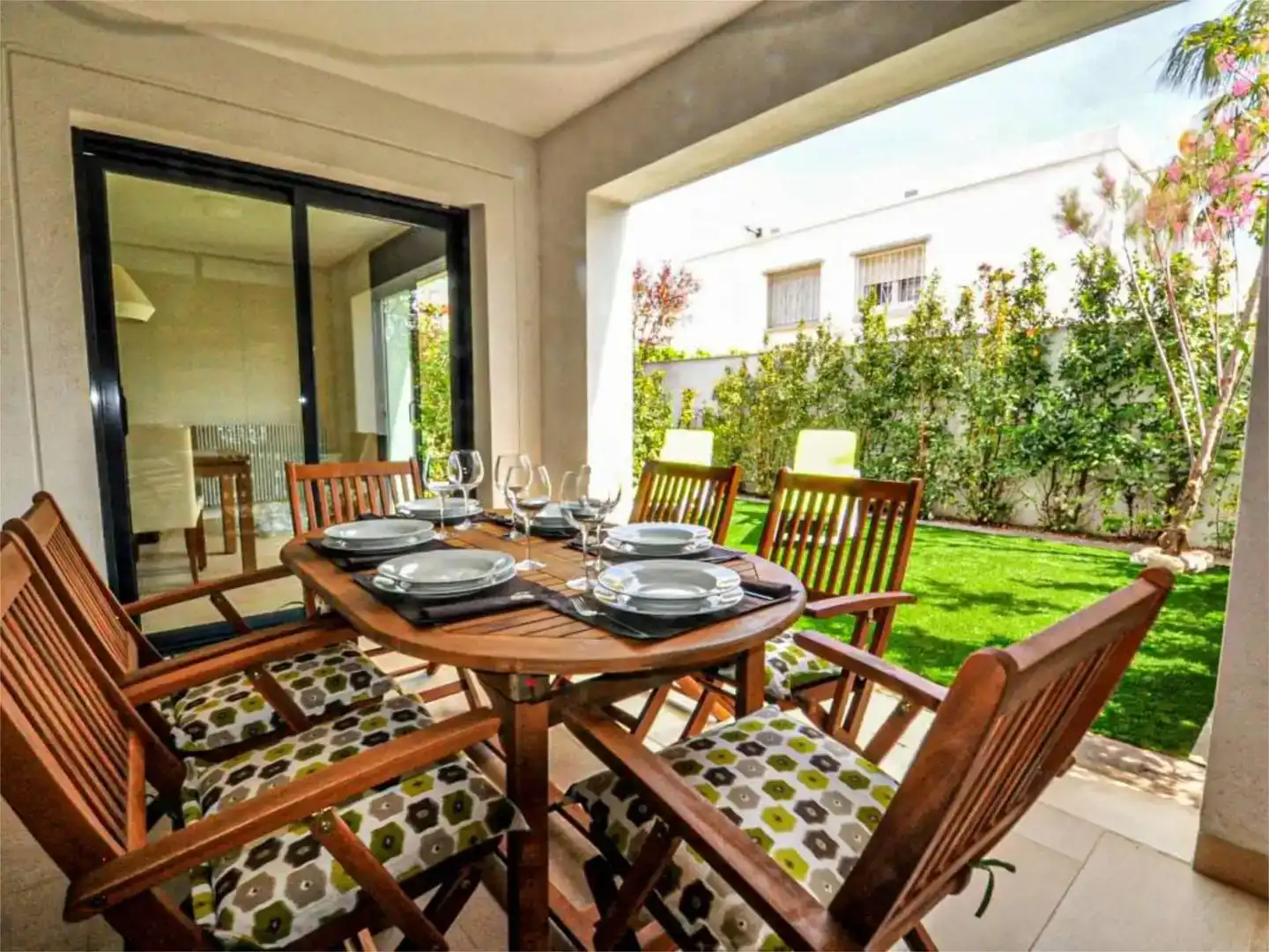 Terraza de Casa o chalet de alquiler en Cambrils con Aire acondicionado, Jardín privado y Piscina