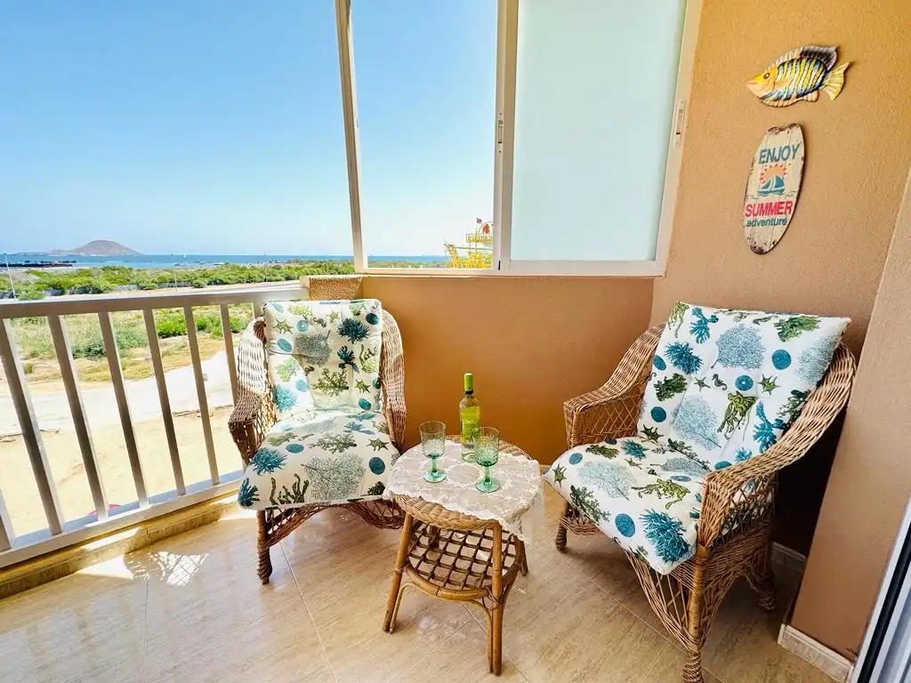 Balcony of Apartments for rent in La Manga del Mar Menor  with Heating, Terrace and Swimming Pool