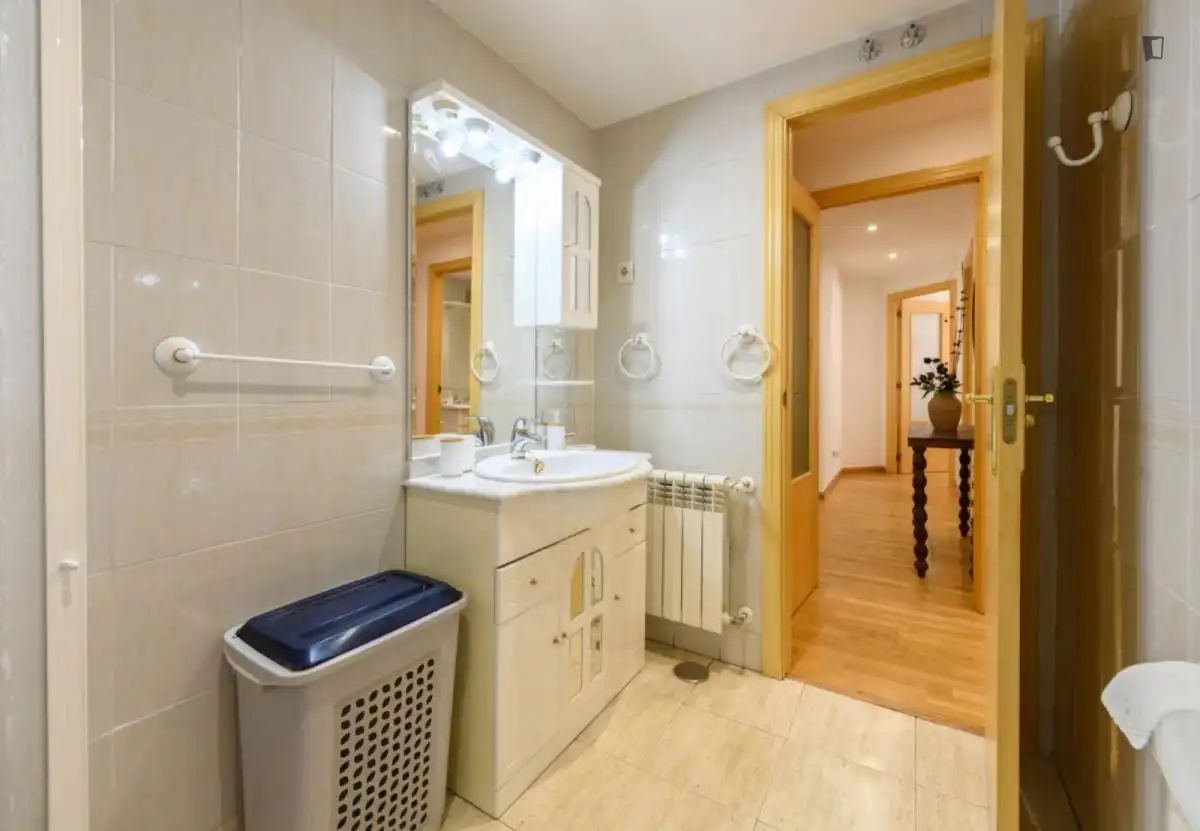 Bany de Apartament de lloguer en Madrid amb Aire condicionat, Calefacció i Moblat