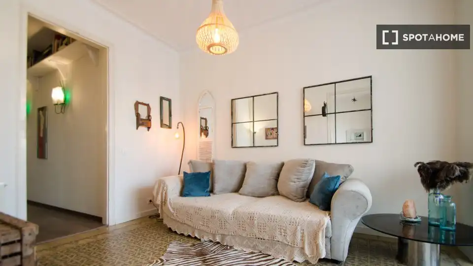 Wohnzimmer von Wohnung zur Miete in Barcelona mit Klimaanlage, Heizung und Möbliert