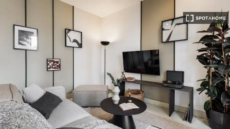 Sala de estar de Piso de alquiler en Barcelona con Aire acondicionado, Calefacción y Amueblado