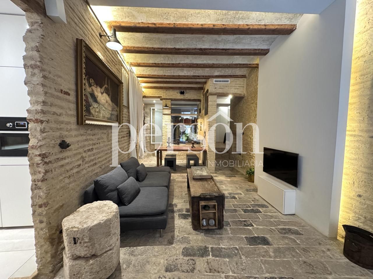 Living room of Planta baja to rent in  Valencia Capital  with Air Conditioner, Heating and Furnished