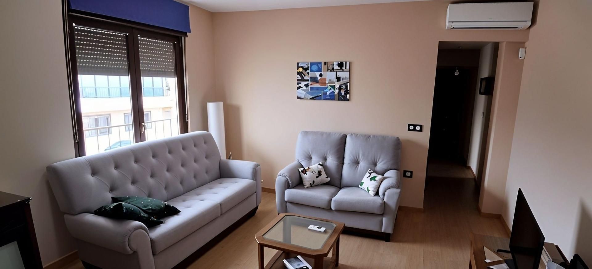 Living room of Flat for sale in  Albacete Capital  with Air Conditioner, Furnished and Balcony