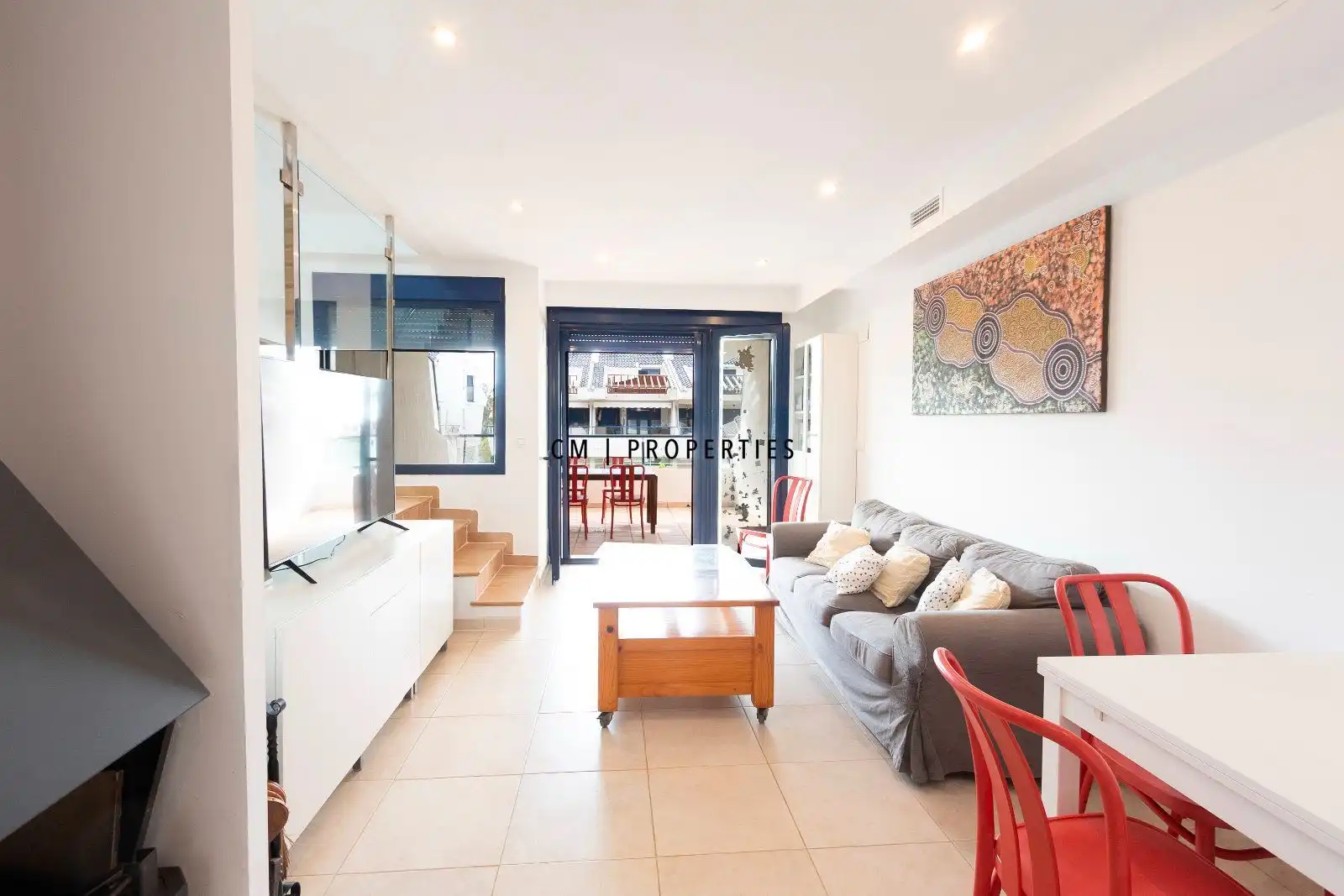 Wohnzimmer von Einfamilien-Reihenhaus zum Verkauf in Sagunto / Sagunt mit Klimaanlage, Heizung und Terrasse