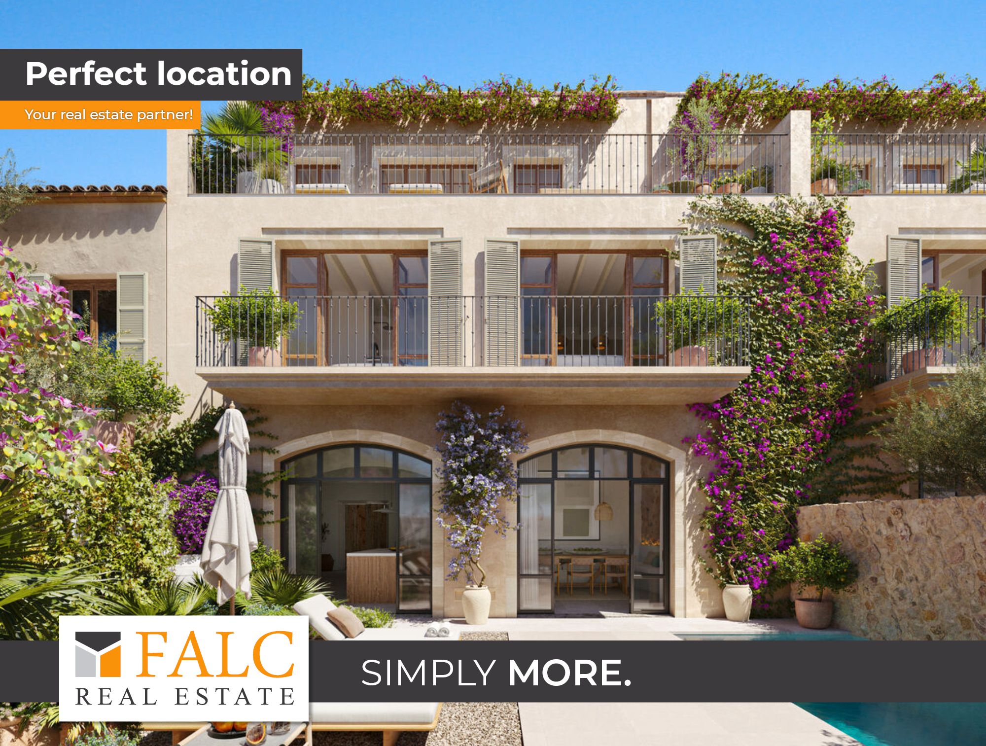 Vista exterior de Casa adosada en venda en Santa María del Camí amb Aire condicionat, Jardí privat i Piscina