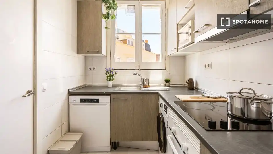 Cuina de Pis de lloguer en Barcelona amb Aire condicionat, Calefacció i Moblat