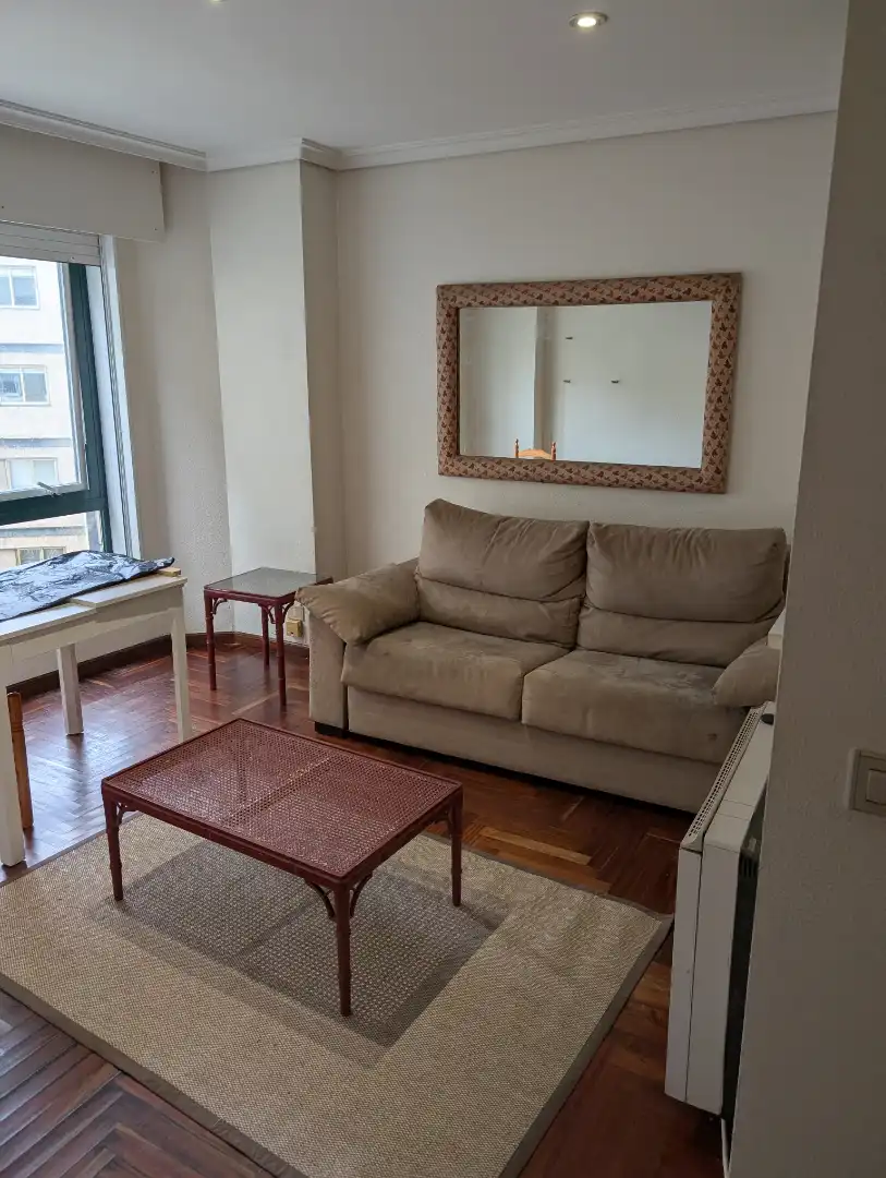 Sala d'estar de Apartament en venda en Pontevedra Capital  amb Calefacció, Parquet i Moblat