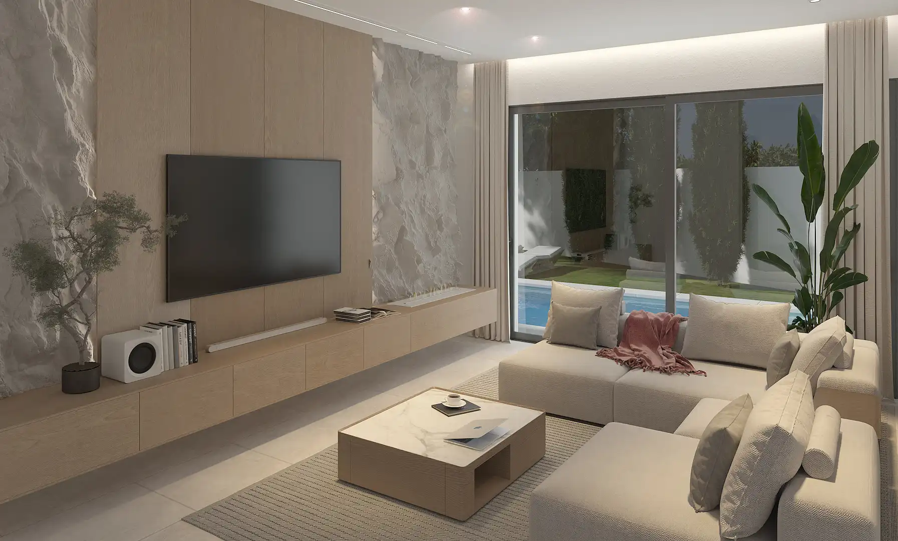 Sala de estar de Casa o chalet en venta en Nerja con Aire acondicionado, Calefacción y Jardín privado