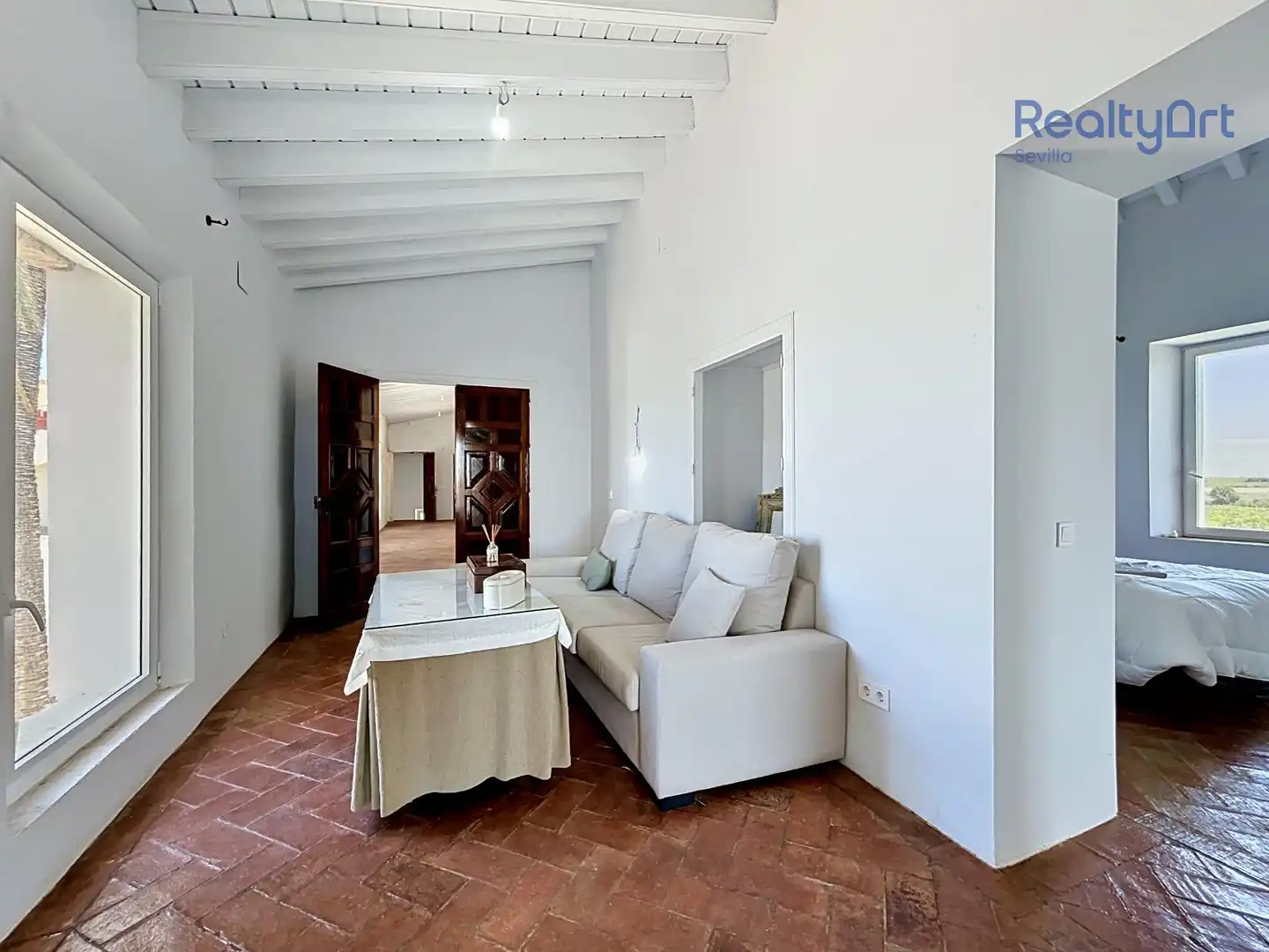 Sala de estar de Finca rústica en venta en Bollullos de la Mitación con Jardín privado y Piscina