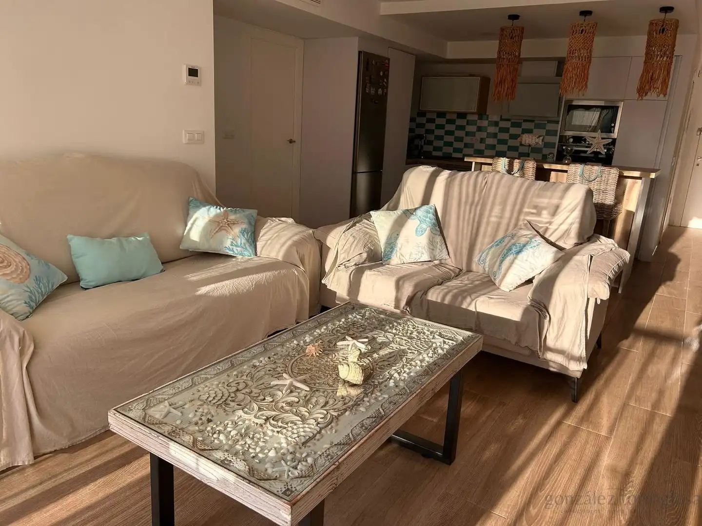 Living room of Flat for sale in Águilas  with Air Conditioner, Furnished and Balcony