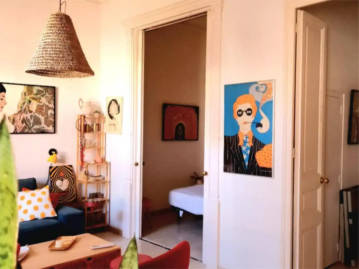 Dormitori de Apartament per a compartir en Barcelona amb Aire condicionat, Jardí privat i Parquet