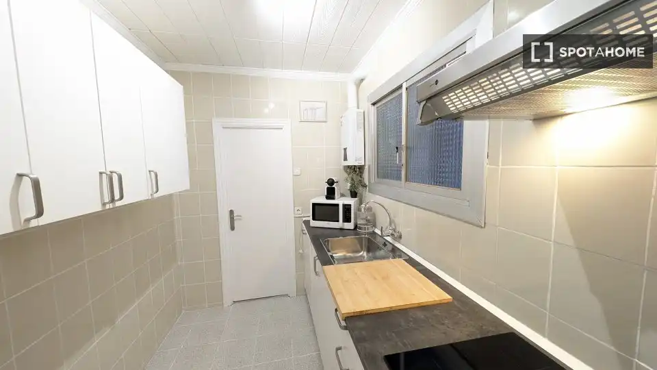 Cocina de Apartamento para compartir en Barcelona con Aire acondicionado, Terraza y Amueblado