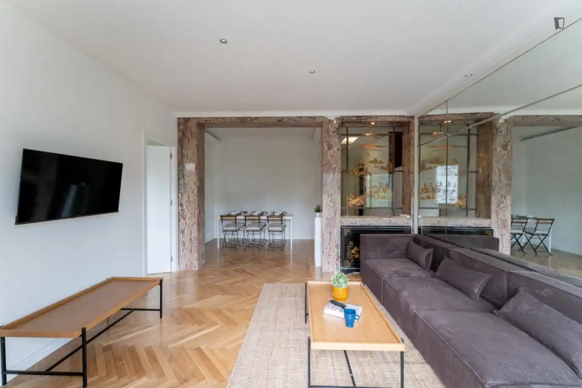 Wohnzimmer von Wohnungen zur untervermieten in Madrid mit Möbliert, Ofen und Waschmaschine