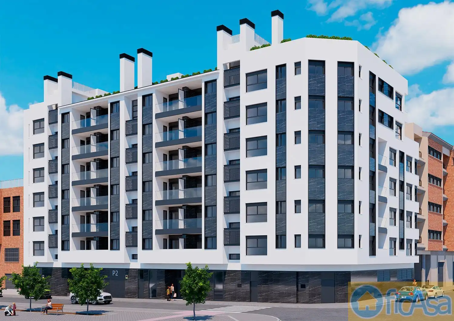 Außenansicht von Wohnung zum Verkauf in Castellón de la Plana / Castelló de la Plana mit Klimaanlage, Heizung und Abstellraum