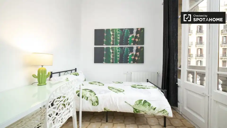 Habitación de Piso para compartir en Barcelona con Aire acondicionado, Calefacción y Amueblado