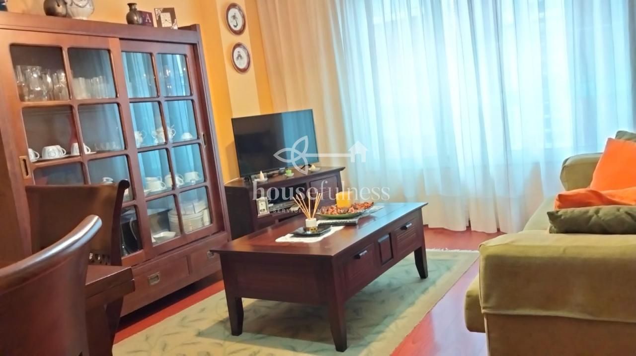 Living room of Flat for sale in Ferrol  with Heating, Terrace and Furnished